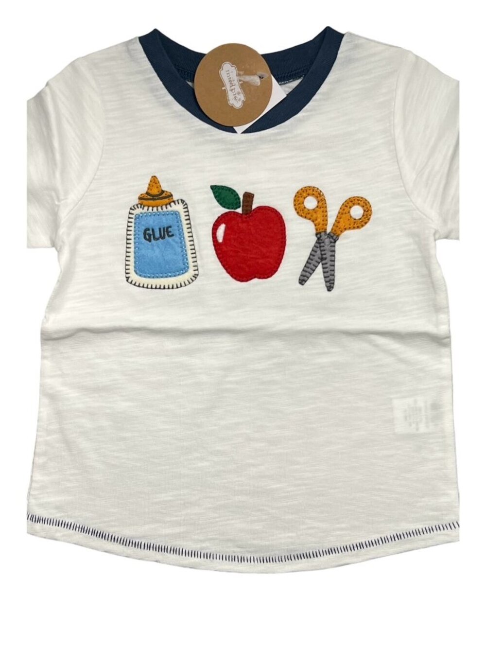 Mud Pie 12m 18m NWT Back to School Preschool Tshirt apple glue scissors shirt